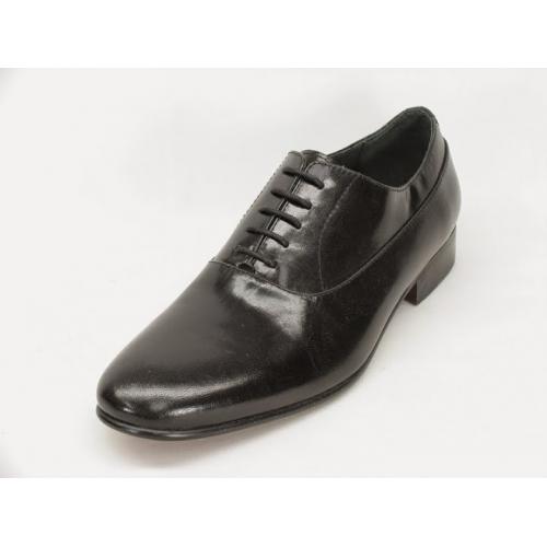 Carrucci Black Genuine Calf Skin Leather Perforation Shoes KS475-01
